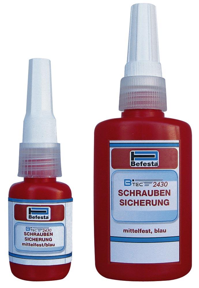 Schraubensicherung Btec 2430, 10 ml-Flasche, mittelfest, Edelstahl, blau
