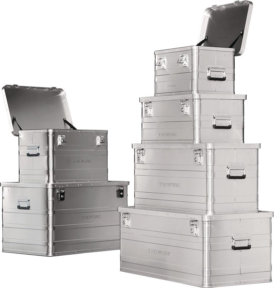 Aluminiumbox L580xB380xH275mm 47 l mit Klappverschluss und Zylinderschloss