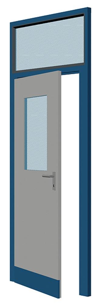 Sichtwandelement, Oberlichtwand, Breite 1000 mm, RAL 9002 grauweiß, Rahmen RAL 5010 enzianblau