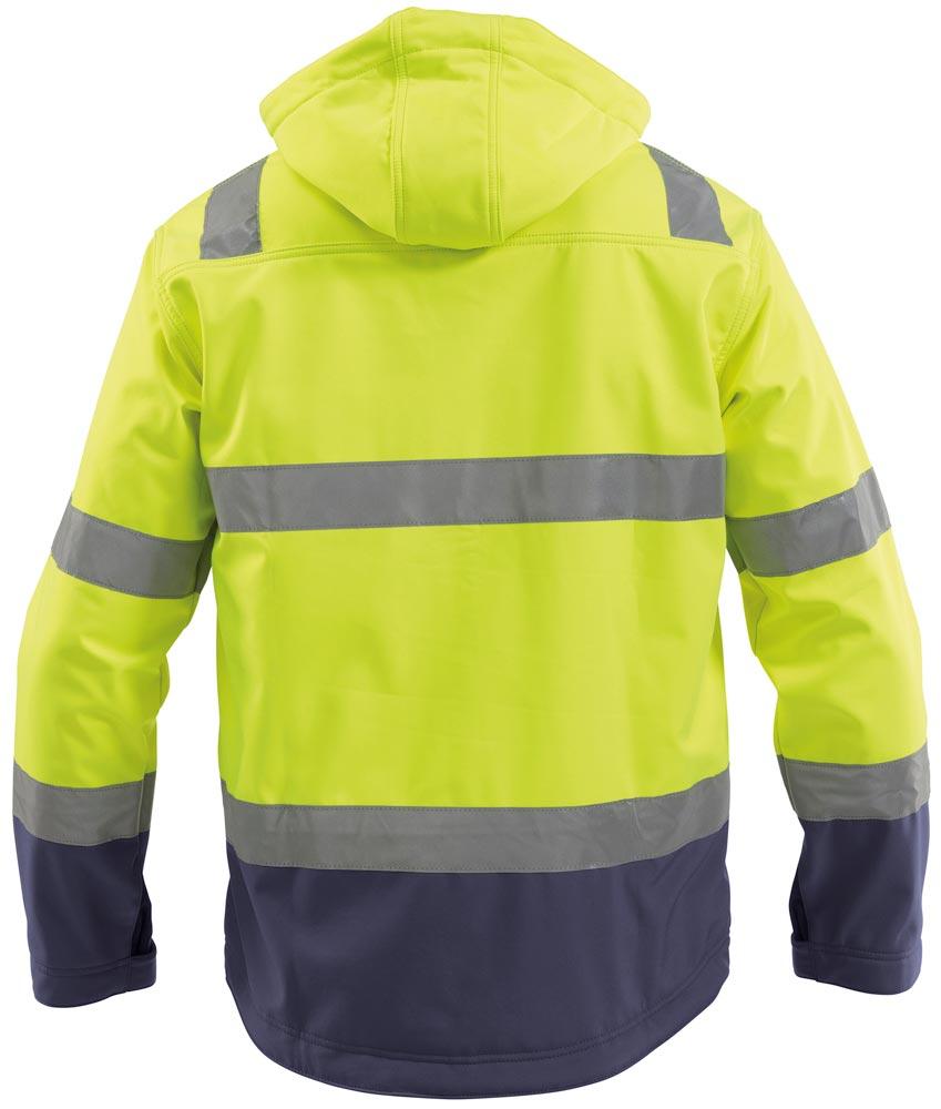 Warnschutz-Softshell-Jacke Malaga, Farbe neongelb/dunkelblau, Gr. S