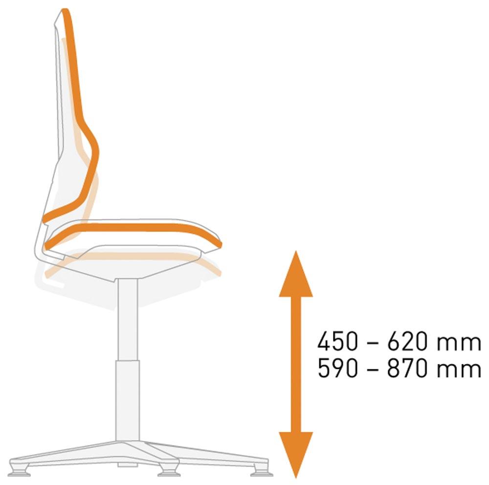 Arbeitsdrehstuhl, Permanentkontakt, mit Rollen, Flexband grau, Basisstuhl ohne Polster, Sitz Höhe 450-620 mm, DIN 68877 Arbeitsdrehstuhl, Permanentkontakt, mit Rollen, Flexband grau, Basisstuhl ohne Polster, Sitz Höhe 450-620 mm, DIN 68877