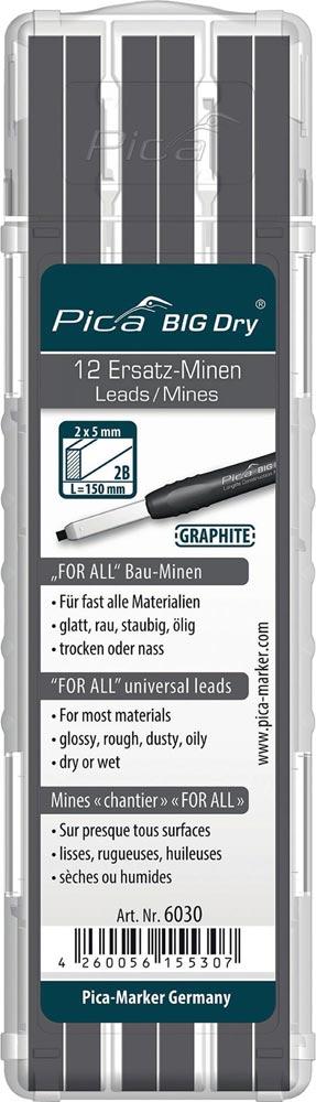 Minenset Pica BIG-Dry 12x graphit 10H Stein und Beton 12 Minen / Set Minenset Pica BIG-Dry 12x graphit 10H Stein und Beton 12 Minen / Set