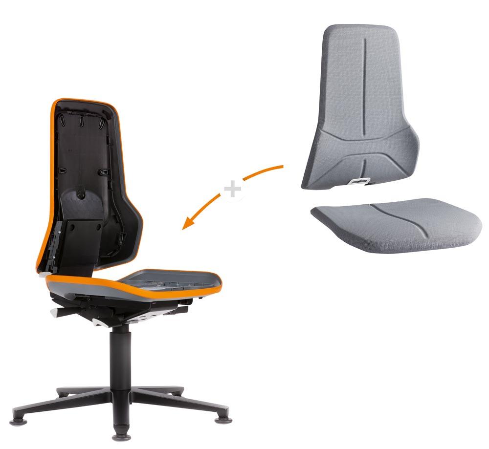 Arbeitsdrehstuhl, Permanentkontakt, mit Rollen, Flexband grau, Basisstuhl ohne Polster, Sitz Höhe 450-620 mm, DIN 68877 Arbeitsdrehstuhl, Permanentkontakt, mit Rollen, Flexband grau, Basisstuhl ohne Polster, Sitz Höhe 450-620 mm, DIN 68877