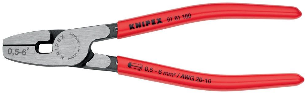 Aderendhülsenzange Gesamtlänge 180 mm 0,5 - 6,0 (AWG 20 - 10) mm poliert Kunststoffüberzug für Aderendhülsen Aderendhülsenzange Gesamtlänge 180 mm 0,5 - 6,0 (AWG 20 - 10) mm poliert Kunststoffüberzug für Aderendhülsen