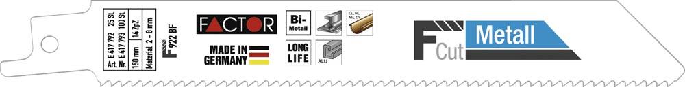 Säbelsägeblätter 150 mm für Metall Bi-Metall Pack a 100 St. F 922 BF Säbelsägeblätter 150 mm für Metall Bi-Metall Pack a 100 St. F 922 BF
