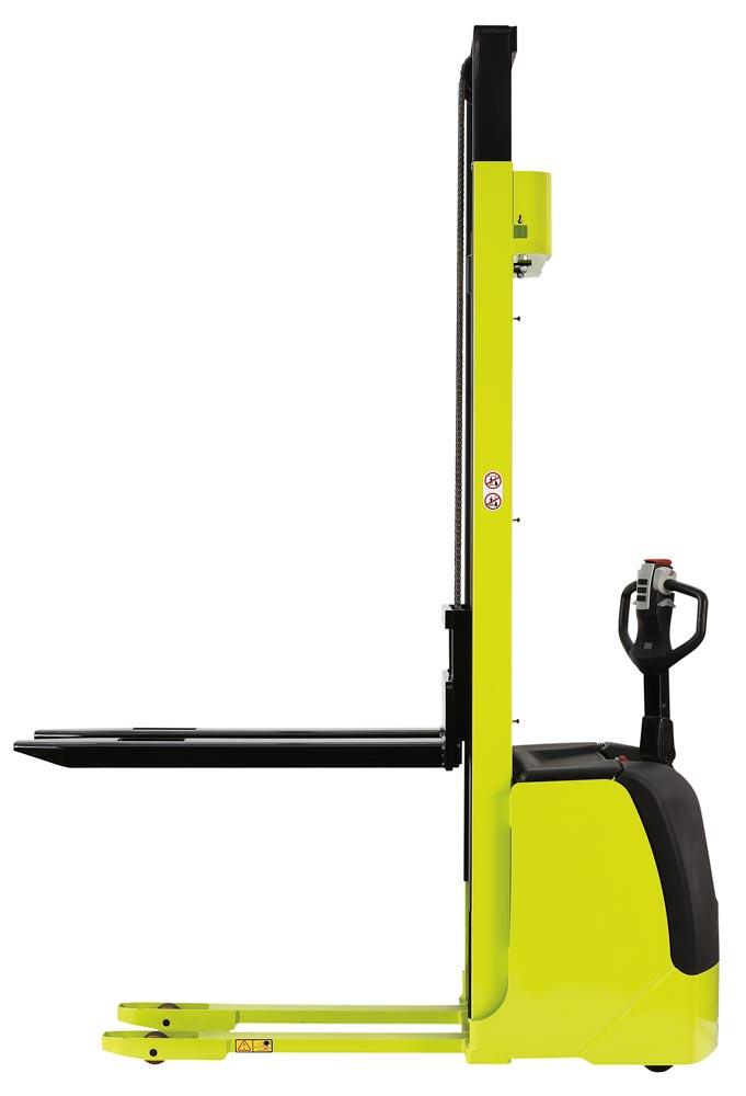 Elektrohydraulischer Stapler, mit Fahrantrieb, Traglast 1200 kg, Hubhöhe 1600 mm, OHNE Batterien und Ladegerät