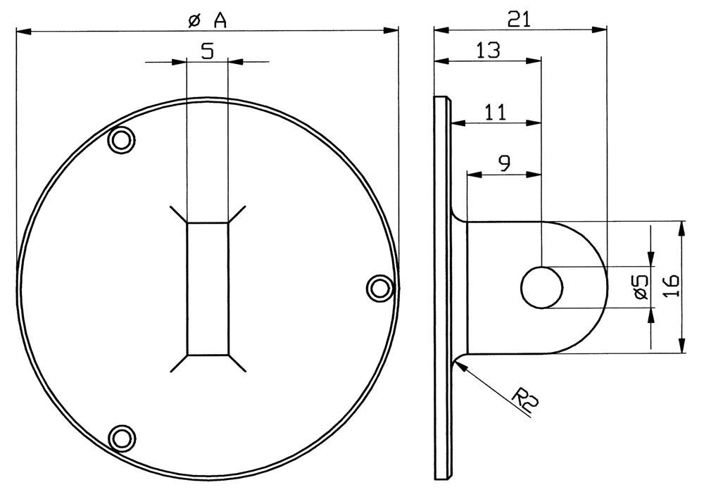 Ösenrückwand für Außenring-Ø 58 mm passend zu Messuhren Ösenrückwand für Außenring-Ø 58 mm passend zu Messuhren