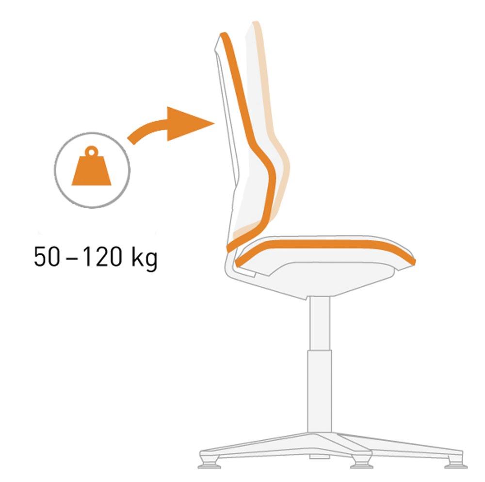 Arbeitsdrehstuhl, Permanentkontakt, mit Rollen, Flexband grau, Basisstuhl ohne Polster, Sitz Höhe 450-620 mm, DIN 68877 Arbeitsdrehstuhl, Permanentkontakt, mit Rollen, Flexband grau, Basisstuhl ohne Polster, Sitz Höhe 450-620 mm, DIN 68877