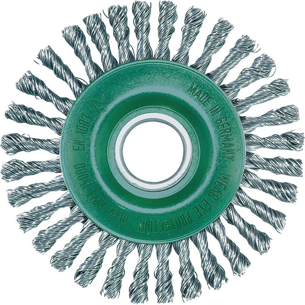 Rundbürste Ø 115 mm Bohrung Drahtstärke 0,5 mm Edelstahl 6 mm 15000 min- Rundbürste Ø 115 mm Bohrung Drahtstärke 0,5 mm Edelstahl 6 mm 15000 min-