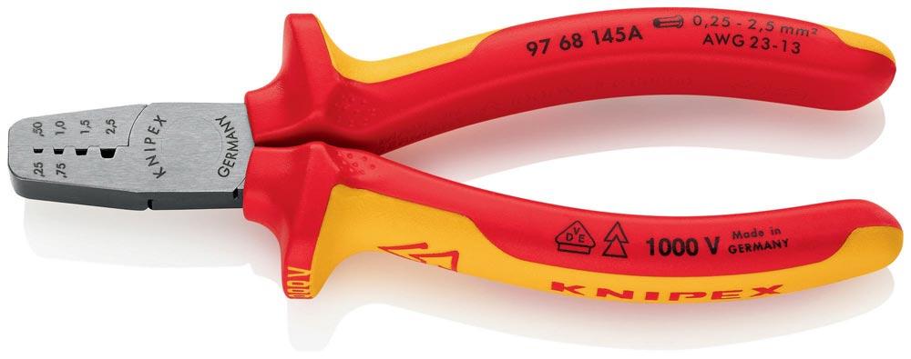 Aderendhülsenzange Gesamtlänge 145 mm 0,25 - 2,5 (AWG 23 - 13) mm poliert Mehrkomponenten-Hüllen Aderendhülsenzange Gesamtlänge 145 mm 0,25 - 2,5 (AWG 23 - 13) mm poliert Mehrkomponenten-Hüllen