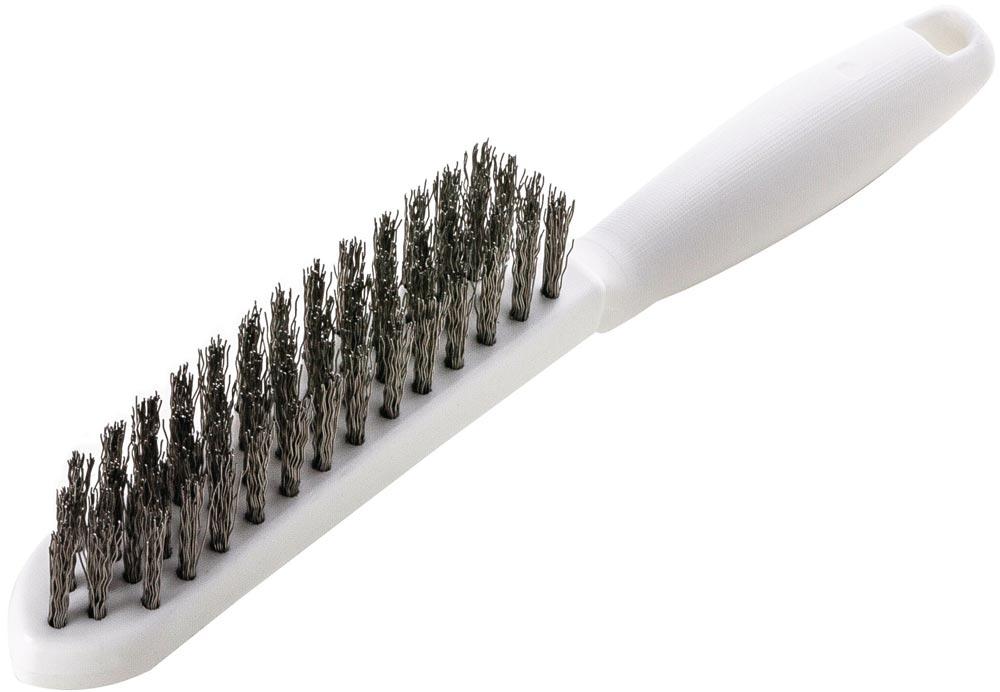 Drahtbürste Länge 285 mm 0,35 mm VA-Stahldraht gewellt 4-reihig Drahtbürste Länge 285 mm 0,35 mm VA-Stahldraht gewellt 4-reihig