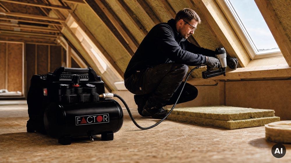 18 V Akku-Kompressor FACTOR 8 bar 0,4 kW inkl. Adapter Bosch/Milwaukee/Makita