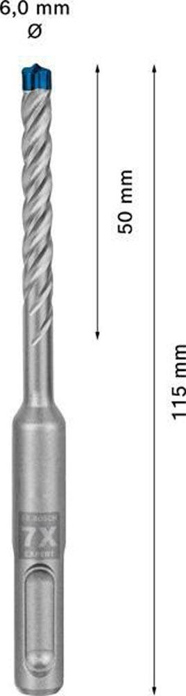 Hammerbohrer Expert SDS-7X Ø 6 mm Arbeits-L.50 mm L.115 mm SDS-plus 10 Stück