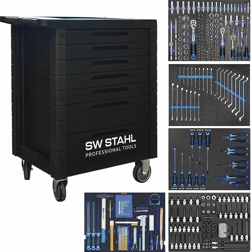 Werkstattwagen Worker-Set H970xB460xT775mm schwarz / schwarz Anz. Schubl. x H 5 x 65 mm, 2 x 140 mm