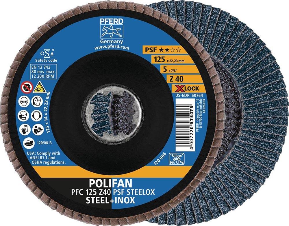 Fächerscheibe X-LOCK PSF Z STEELOX Ø 125 mm Körnung 40 konisch INOX Zirkonkorund Z