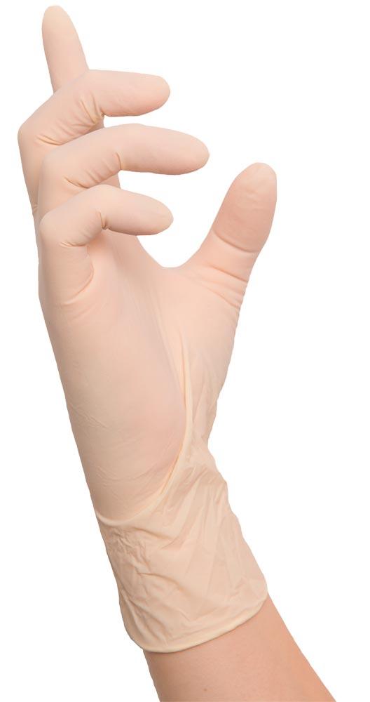 Einweghandschuhe-Latex Nitras Ideal Care, 100 Stück, naturfarben, Gr. XS