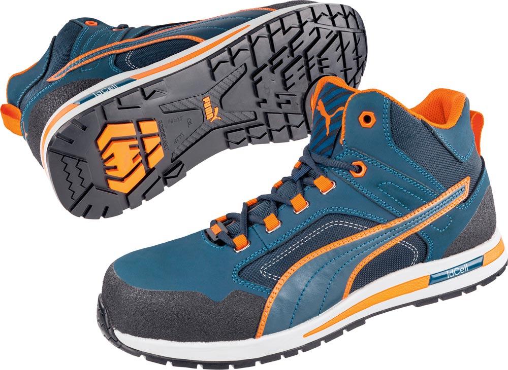 Sicherheitsstiefel Crosstwist MID Größe 45 blau/orange S3 HRO SRC DIN EN ISO 20345 Leder