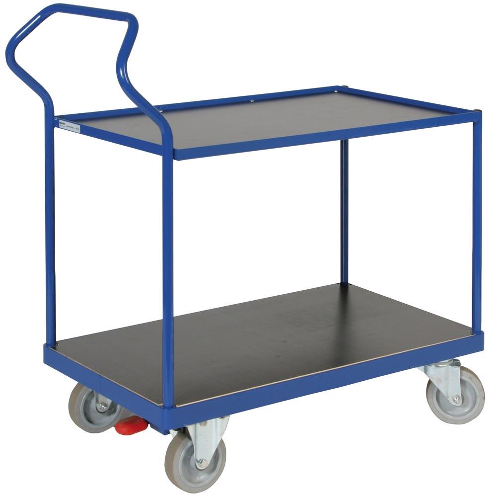 Ergonomischer Tischwagen, 2 Ladeflächen LxB 1000x600 mm, Außenmaße LxBxH 1226x600x1256 mm, Traglast 500 kg