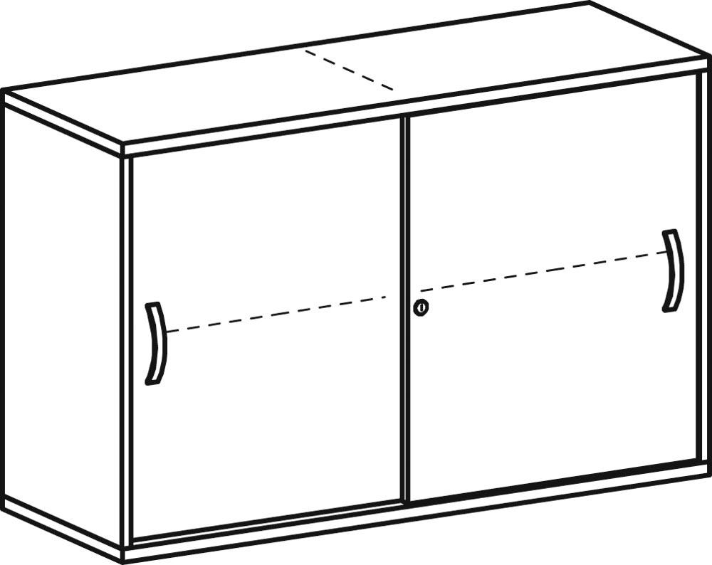 Büro-Schiebetürenschrank, BxTxH 1200x425x768 mm, 2 OH, 2x1 Boden, Mittelwand, Schloss, lichtgrau