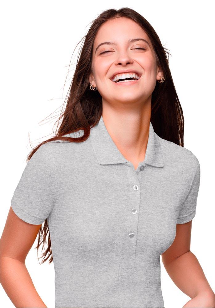 Damen-Polo-Shirt Classic, Farbe ash meliert, Gr. S