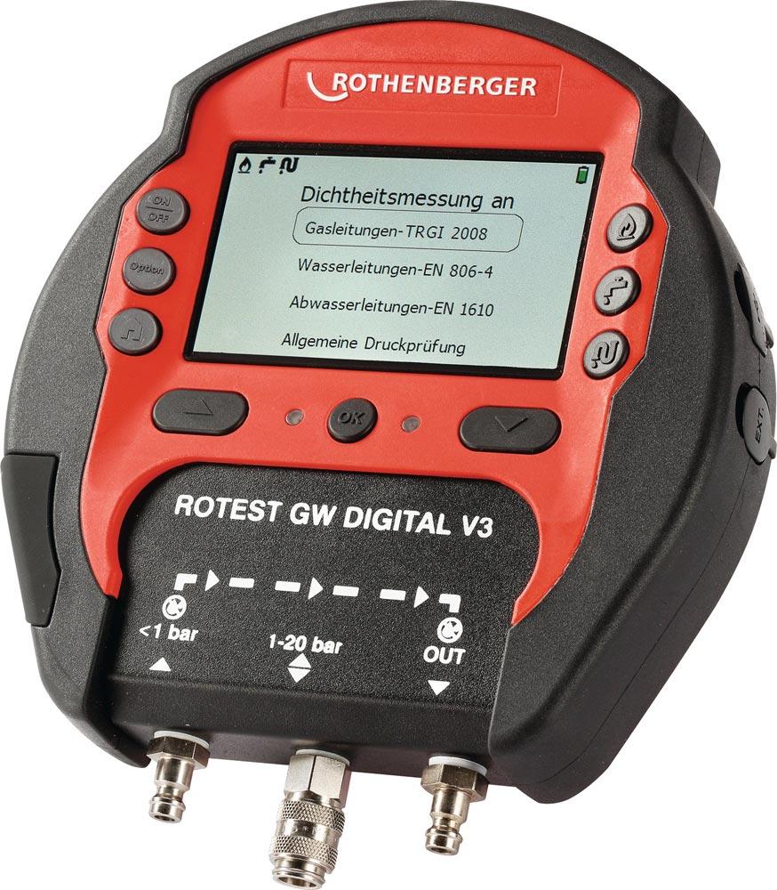 Druck-/Leckmengenmessgerät ROTEST GW Digital V3 Arbeitsbereich bis 20 bar