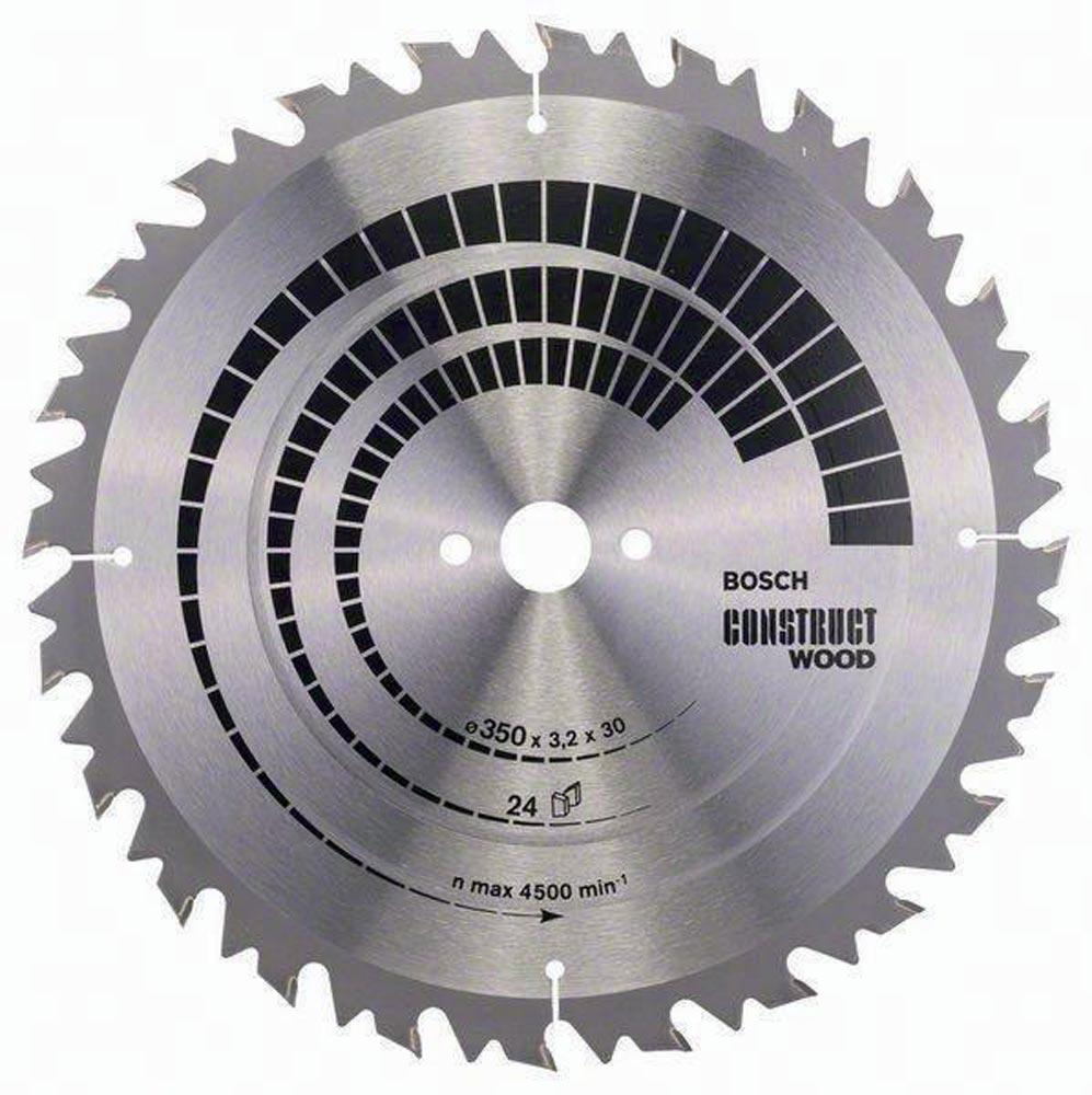 Kreissägeblatt Außen-Ø 350 mm Zähnezahl 24 WZ Bohrung 30 mm Schnittbreite 3,2 mm Hartmetall
