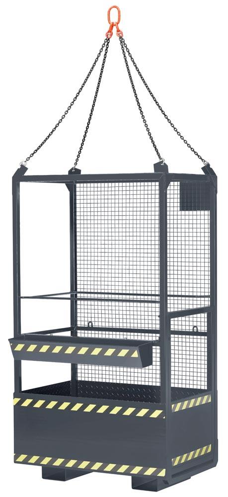 Arbeitskorb für die Nutzung mit dem Gabelstapler und dem Kran, Zulässig für 2 Personen, BxTxH 1200x800x2200 mm,Traglast 300 kg, RAL 7016 anthrazitgrau