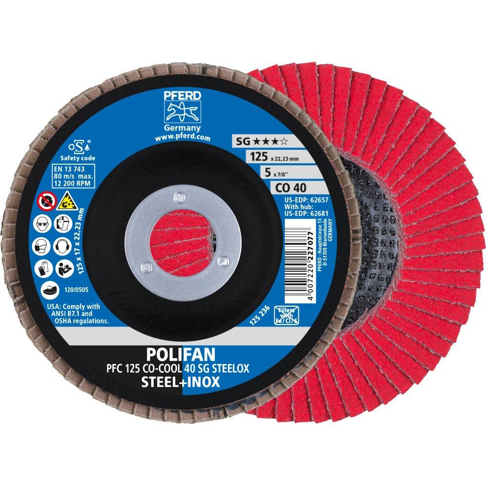 Fächerscheibe POLIFAN CO-COOL SG STEELOX Ø 125 mm Körnung 40 konisch INOX Keramikkorn CO
