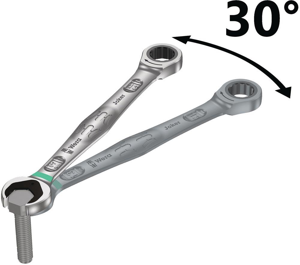 Maulringratschenschlüssel Joker Schlüsselweite 18 mm Länge 234 mm umschaltbar, Ringseite 15 