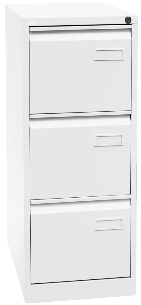 Hängeregistraturschrank LIGHT, BxTxH 413x622x1016 mm, einbahnig, 3 Schubladen, Griffleiste, verkehrsweiß