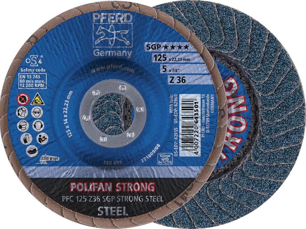 Fächerscheibe POLIFAN Z SGP STRONG STEEL Ø 125 mm Körnung 36 konisch INOX Zirkonkorund Fächerscheibe POLIFAN Z SGP STRONG STEEL Ø 125 mm Körnung 36 konisch INOX Zirkonkorund