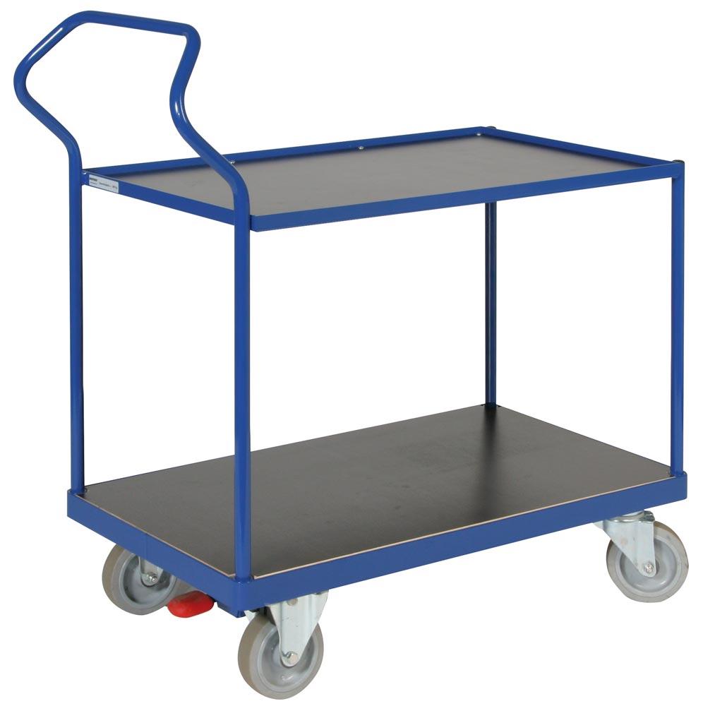 Ergonomischer Tischwagen, 2 Ladeflächen LxB 1200x800 mm, Außenmaße LxBxH 1426x800x1256 mm, Traglast 500 kg