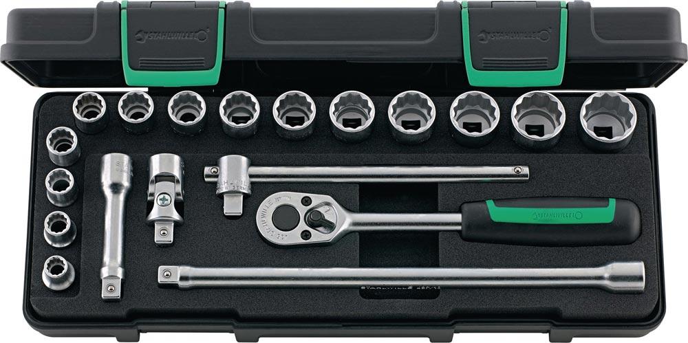 Steckschlüsselsatz 45/14/5i 19-teilig 3/8 Schlüsselweiten 8-22 mm Anzahl Zähne 30 12-Kant Steckschlüsselsatz 45/14/5i 19-teilig 3/8 Schlüsselweiten 8-22 mm Anzahl Zähne 30 12-Kant