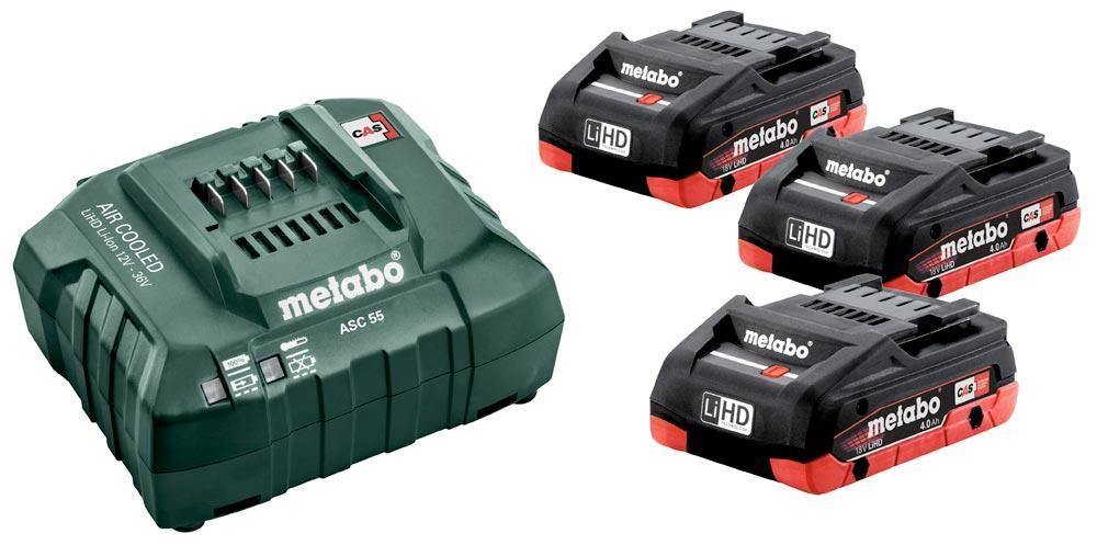 METABO Akku-Basis-Set 18 V 3 x 4,0 LiHD und Ladegerät